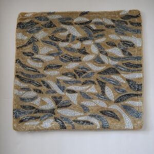 Gold and Black Beaded Pillow Cover